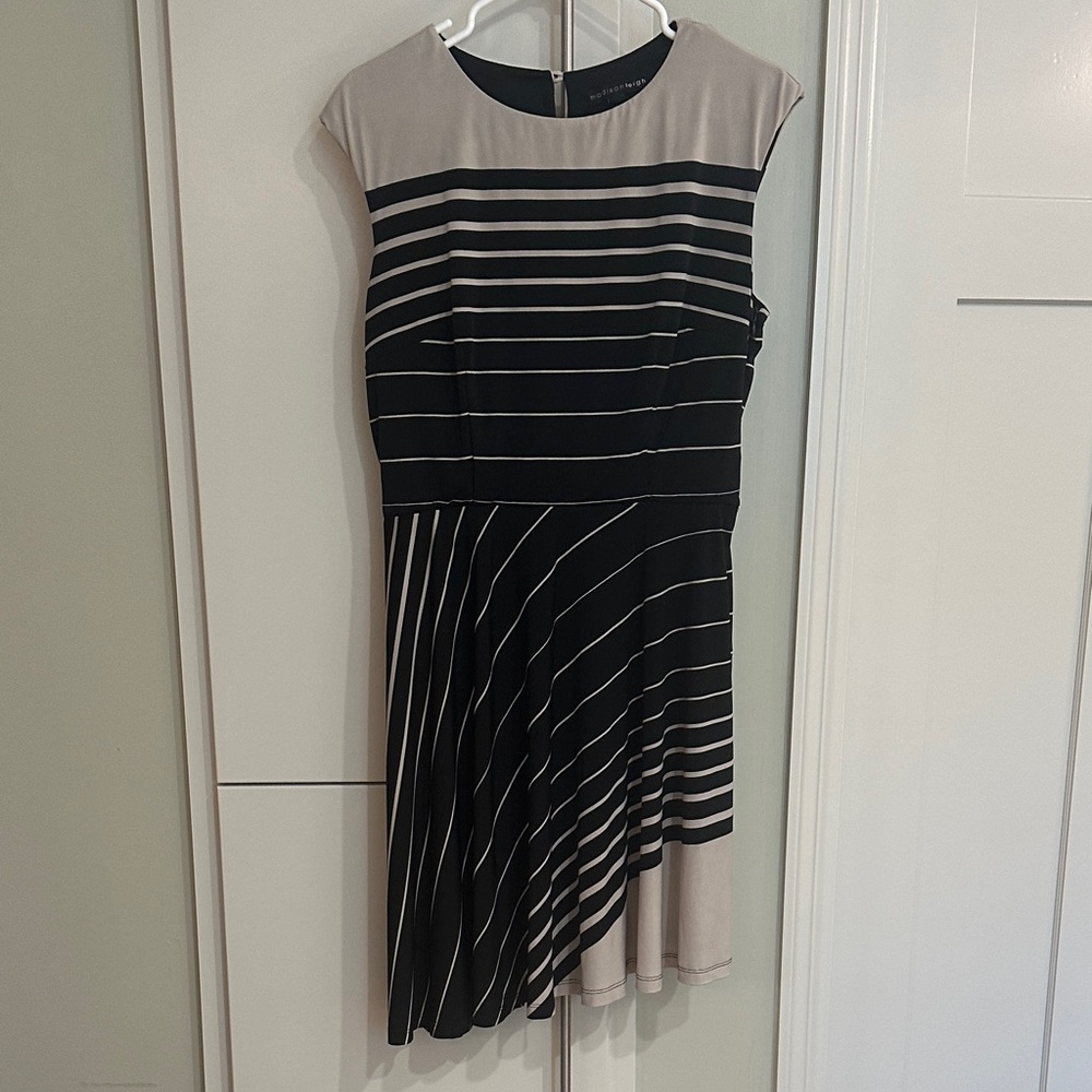 Madison Leigh Midi Dress - Black and Cream